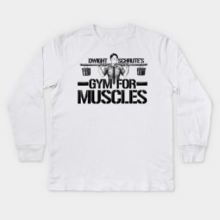 Dwight Schrute’s Gym for Muscles Kids Long Sleeve T-Shirt